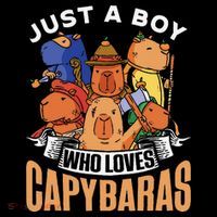 Just A Boy Who Loves Capybaras Animal Rodent Capybara Lover  Flatbill Hat
