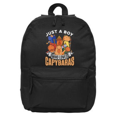 Just A Boy Who Loves Capybaras Animal Rodent Capybara Lover  16 in Basic Backpack