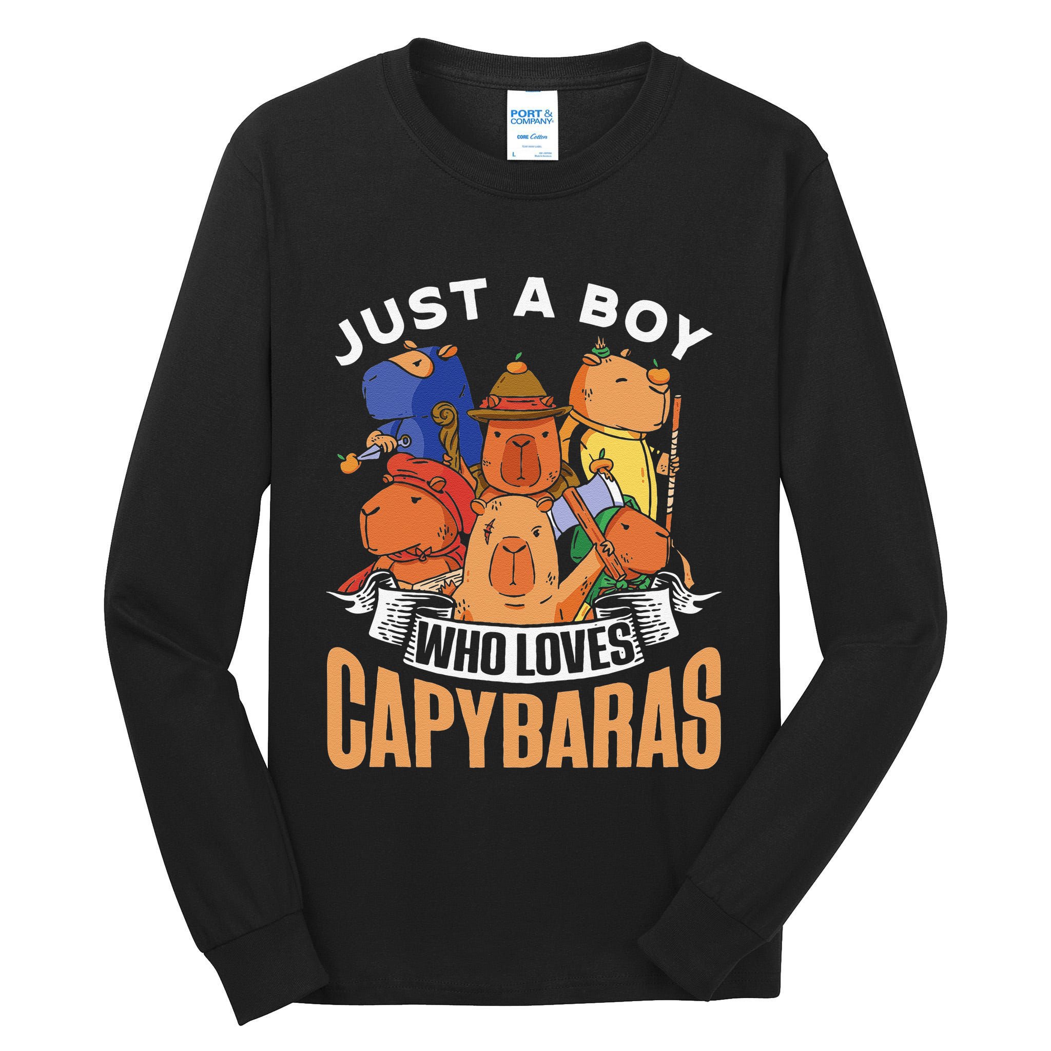 Just A Boy Who Loves Capybaras Animal Rodent Capybara Lover  Tall Long Sleeve T-Shirt