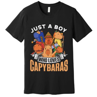 Just A Boy Who Loves Capybaras Animal Rodent Capybara Lover  Premium T-Shirt