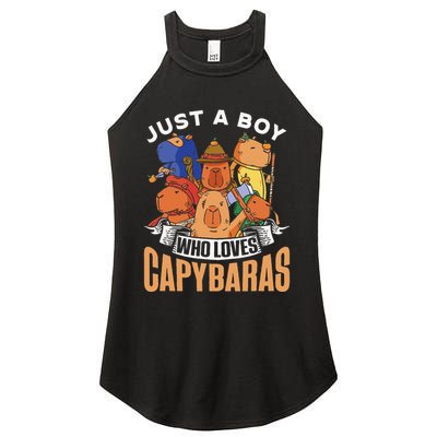 Just A Boy Who Loves Capybaras Animal Rodent Capybara Lover  Women's Perfect Tri Rocker Tank