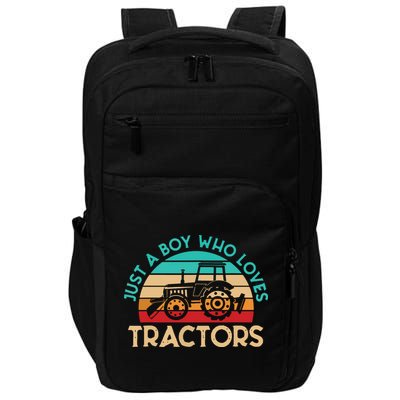 Just A Boy Who Loves Tractors Farmer Impact Tech Backpack