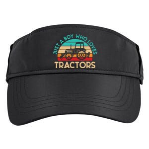 Just A Boy Who Loves Tractors Farmer Adult Drive Performance Visor