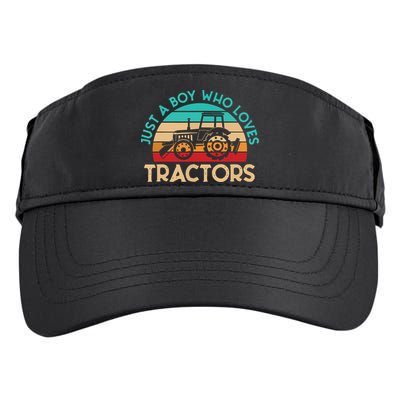 Just A Boy Who Loves Tractors Farmer Adult Drive Performance Visor