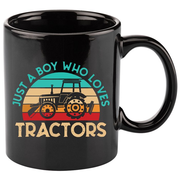 Just A Boy Who Loves Tractors Farmer 11oz C Handle Ceramic Mug