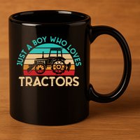 Just A Boy Who Loves Tractors Farmer 11oz C Handle Ceramic Mug