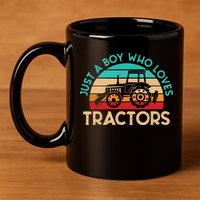 Just A Boy Who Loves Tractors Farmer 11oz C Handle Ceramic Mug