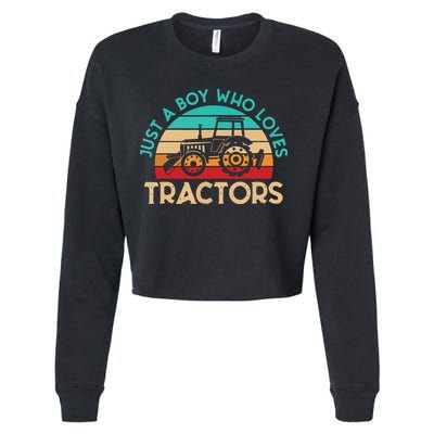 Just A Boy Who Loves Tractors Farmer Cropped Pullover Crew