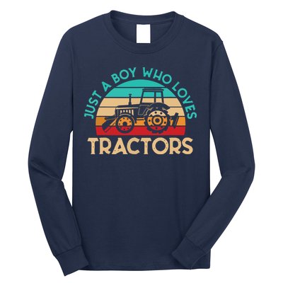 Just A Boy Who Loves Tractors Farmer Long Sleeve Shirt