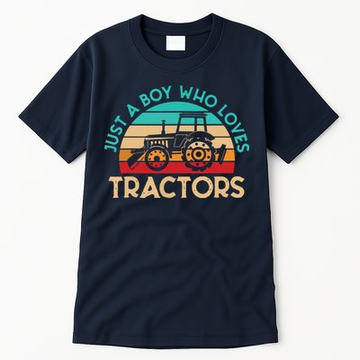 Just A Boy Who Loves Tractors Farmer Tall T-Shirt