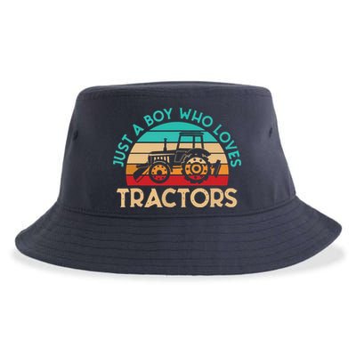 Just A Boy Who Loves Tractors Farmer Sustainable Bucket Hat