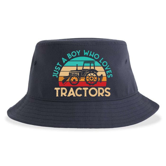 Just A Boy Who Loves Tractors Farmer Sustainable Bucket Hat