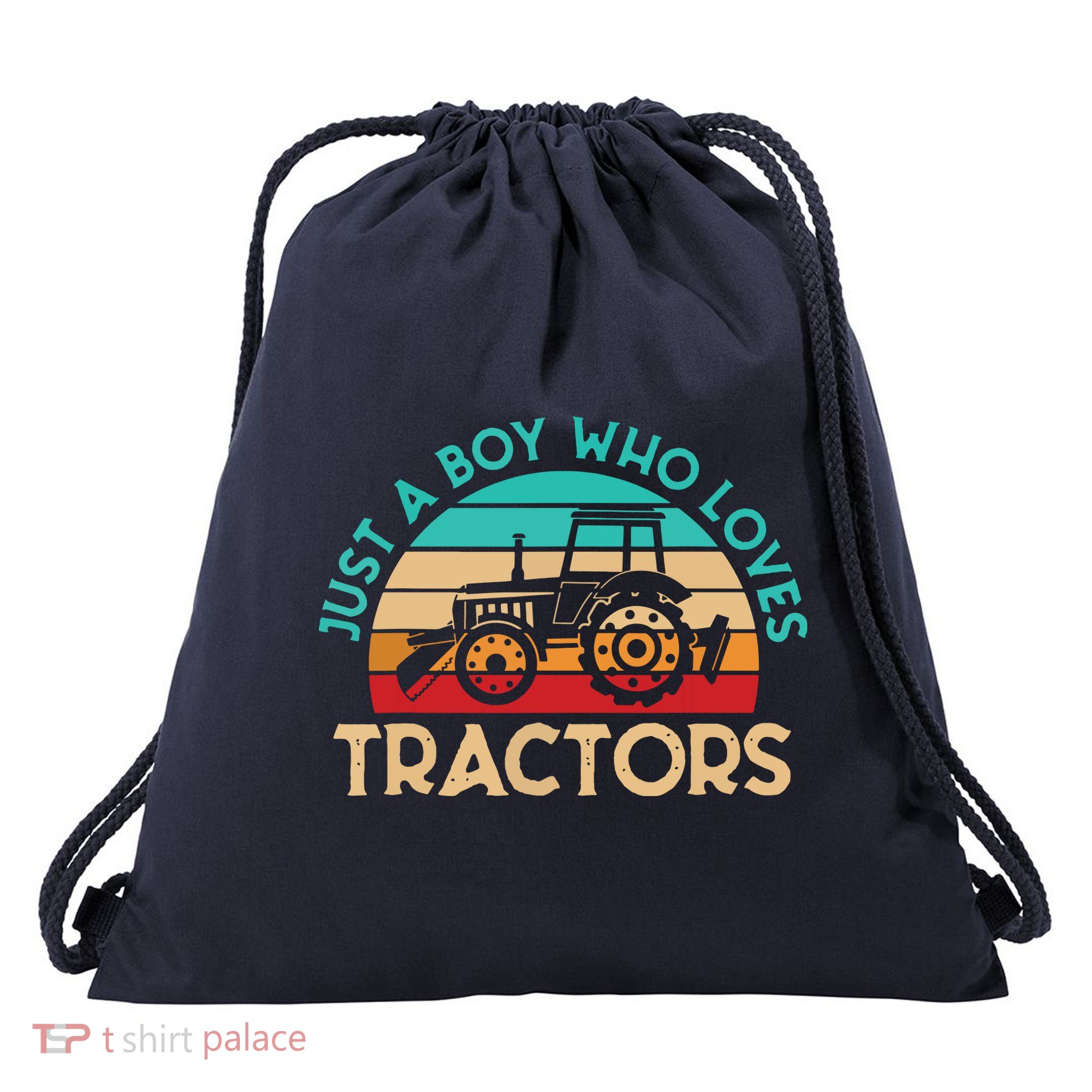 Just A Boy Who Loves Tractors Farmer Drawstring Bag