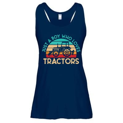 Just A Boy Who Loves Tractors Farmer Ladies Essential Flowy Tank