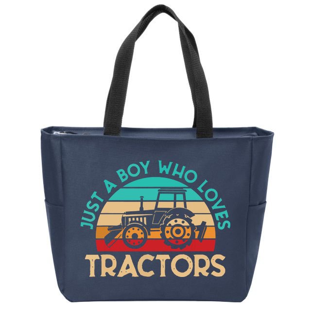 Just A Boy Who Loves Tractors Farmer Zip Tote Bag