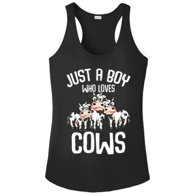 Just A Boy Who Loves Cows Farmers Cow Kids Ladies PosiCharge Competitor Racerback Tank