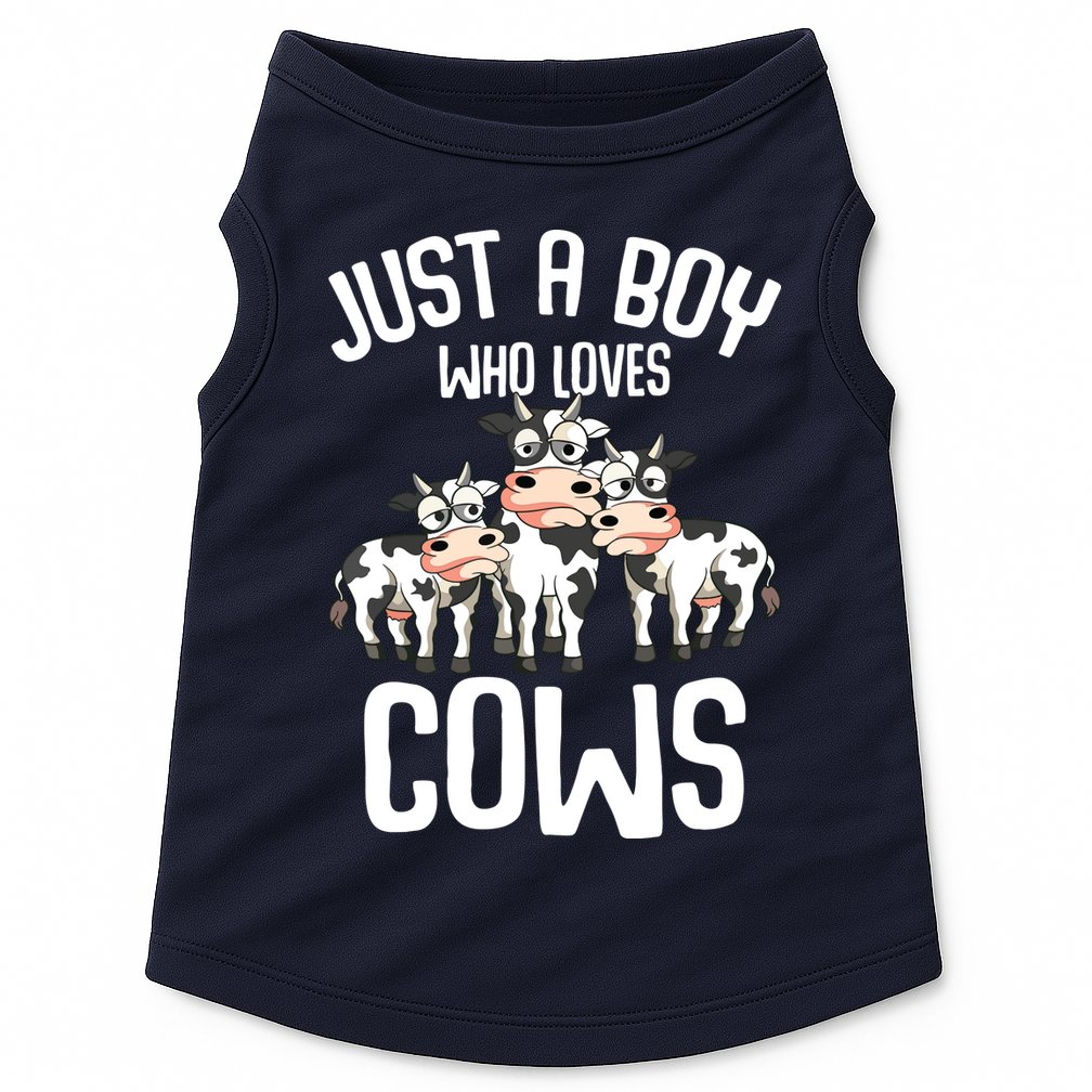 Just A Boy Who Loves Cows Farmers Cow Kids Doggie Tank