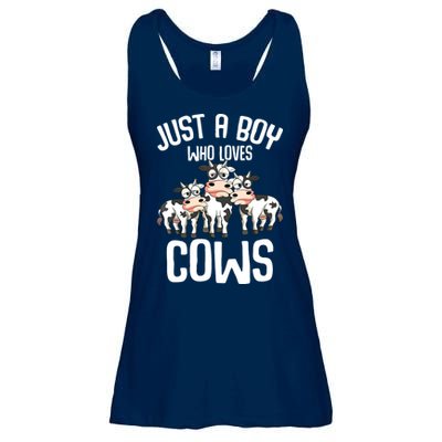 Just A Boy Who Loves Cows Farmers Cow Kids Ladies Essential Flowy Tank