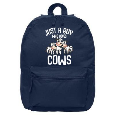 Just A Boy Who Loves Cows Farmers Cow Kids 16 in Basic Backpack