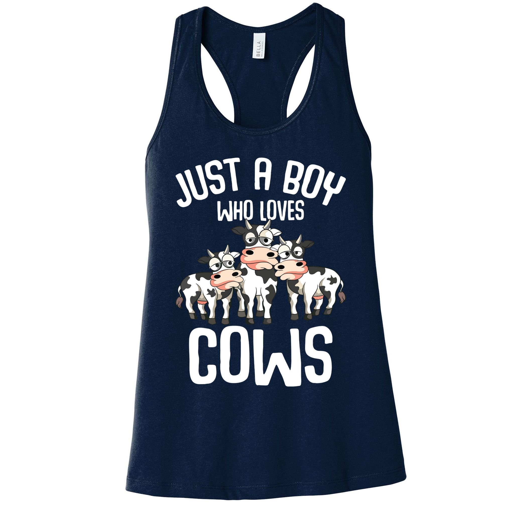 Just A Boy Who Loves Cows Farmers Cow Kids Womens Tank Top