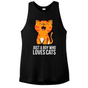 Just a Boy Who Loves Cats Ladies PosiCharge Tri-Blend Wicking Tank