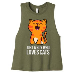 Just a Boy Who Loves Cats Women's Racerback Cropped Tank