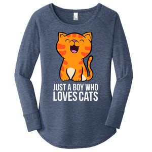 Just a Boy Who Loves Cats Women's Perfect Tri Tunic Long Sleeve Shirt