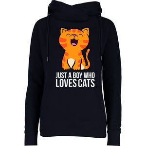 Just a Boy Who Loves Cats Womens Funnel Neck Pullover Hood