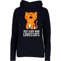 Just a Boy Who Loves Cats Womens Funnel Neck Pullover Hood