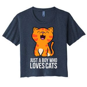 Just a Boy Who Loves Cats Women's Crop Top Tee