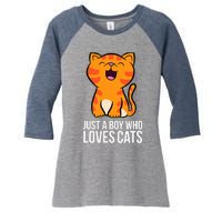 Just a Boy Who Loves Cats Women's Tri-Blend 3/4-Sleeve Raglan Shirt