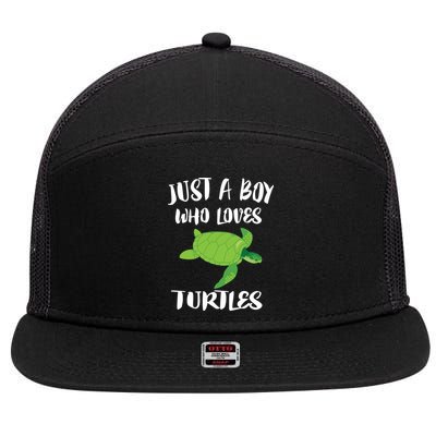 Just A Boy Who Loves Sea Turtles Ocean Animal Gift 7 Panel Mesh Trucker Snapback Hat