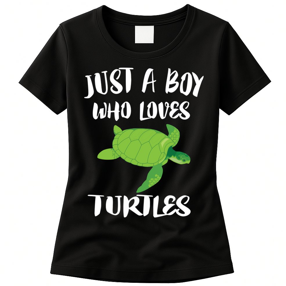 Just A Boy Who Loves Sea Turtles Ocean Animal Gift Womens T-Shirt