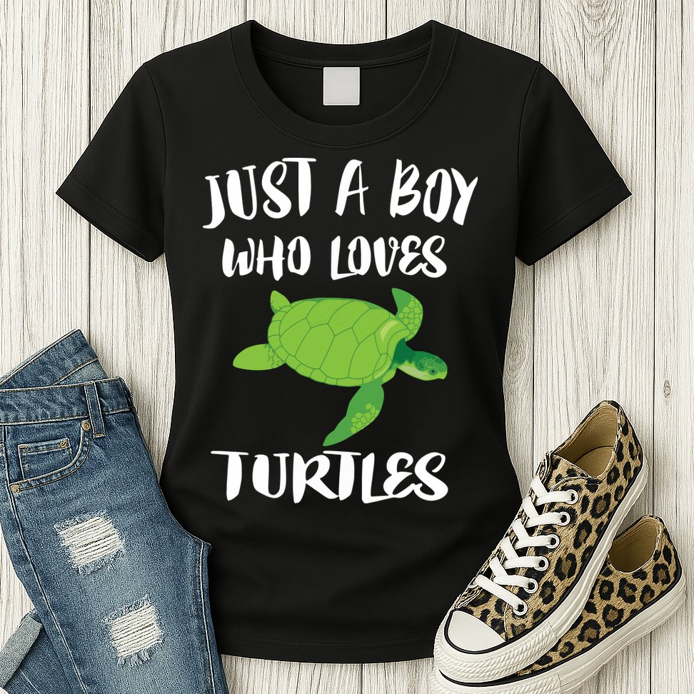 Just A Boy Who Loves Sea Turtles Ocean Animal Gift Womens T-Shirt