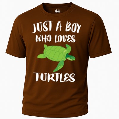 Just A Boy Who Loves Sea Turtles Ocean Animal Gift Cooling Performance Crew T-Shirt