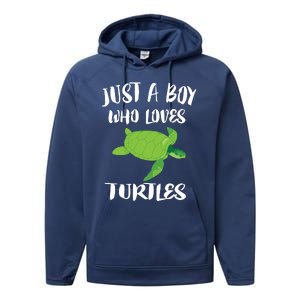 Just A Boy Who Loves Sea Turtles Ocean Animal Gift Performance Fleece Hoodie