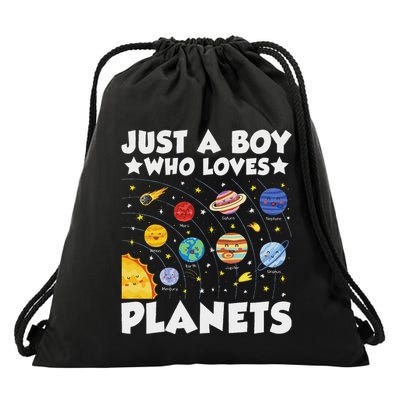 Just A Boy Who Loves Planets Solar System Space Science Geek Drawstring Bag