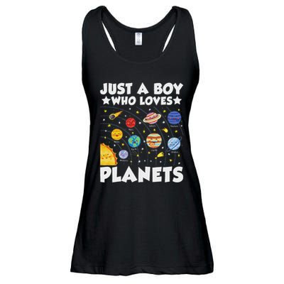Just A Boy Who Loves Planets Solar System Space Science Geek Ladies Essential Flowy Tank