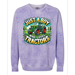 Just A Boy Who Loves Tractors Colorblast Crewneck Sweatshirt