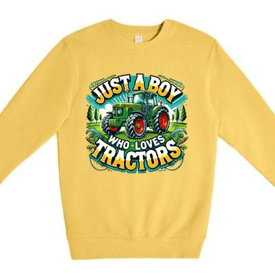 Just A Boy Who Loves Tractors Premium Crewneck Sweatshirt