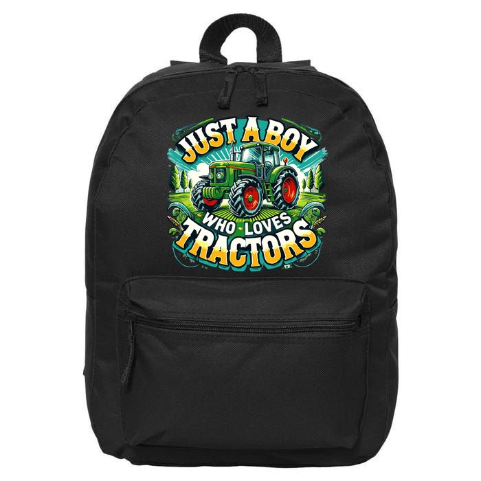 Just A Boy Who Loves Tractors 16 in Basic Backpack