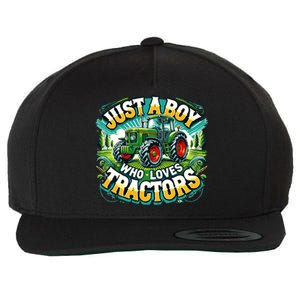 Just A Boy Who Loves Tractors Wool Snapback Cap