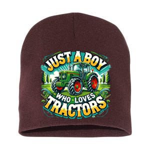 Just A Boy Who Loves Tractors Short Acrylic Beanie