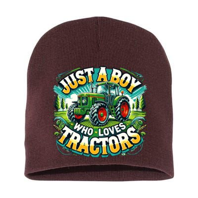 Just A Boy Who Loves Tractors Short Acrylic Beanie