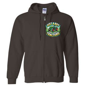 Just A Boy Who Loves Tractors Full Zip Hoodie