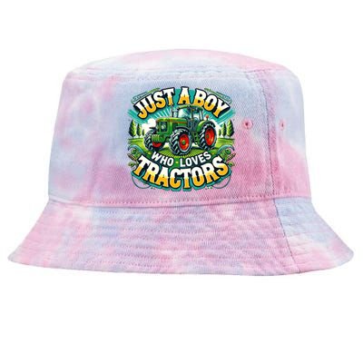 Just A Boy Who Loves Tractors Tie-Dyed Bucket Hat