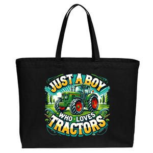 Just A Boy Who Loves Tractors Cotton Canvas Jumbo Tote