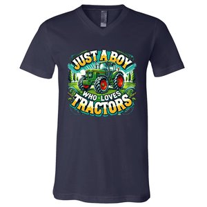 Just A Boy Who Loves Tractors V-Neck T-Shirt