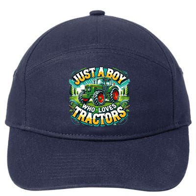 Just A Boy Who Loves Tractors 7-Panel Snapback Hat