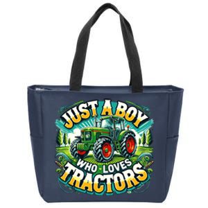 Just A Boy Who Loves Tractors Zip Tote Bag